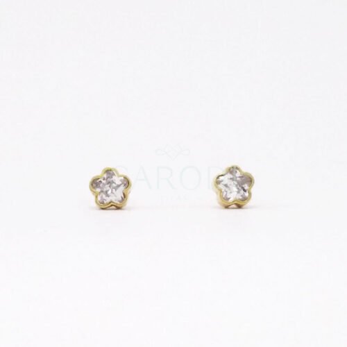 Aretes Oro18k Flor cristal