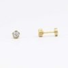 Aretes Oro18k Flor cristal - Imagen 2