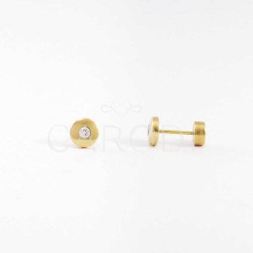 Aretes de Oro 18k Lenteja con punto de luz