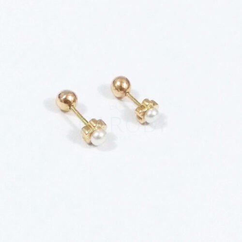 Aretes florecitas Oro18k con perlas