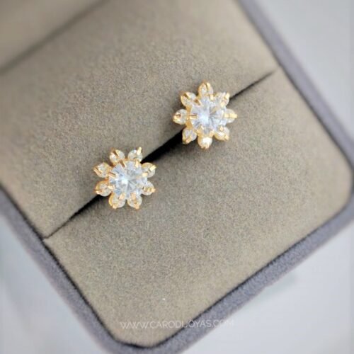 Aretes de Oro 18k Roseta