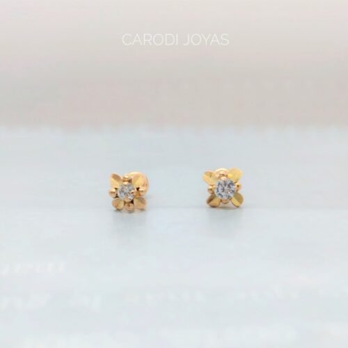 Aretes de Oro 18k para mujer Botón de flor