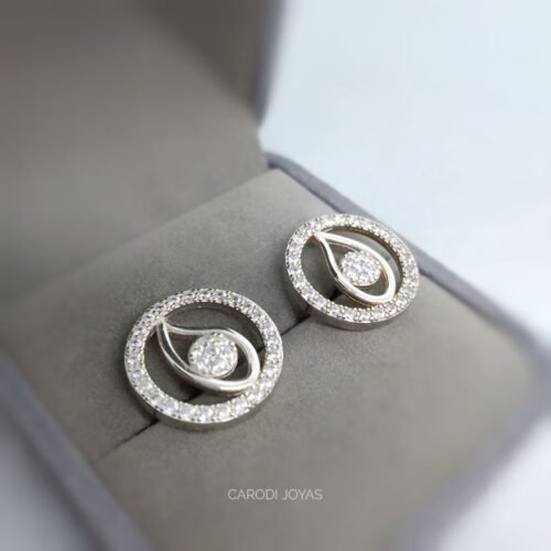 Aretes de Plata para mujer. Hojitas con aureolas
