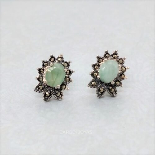 Aretes de Plata para mujer Roseta aguamarina