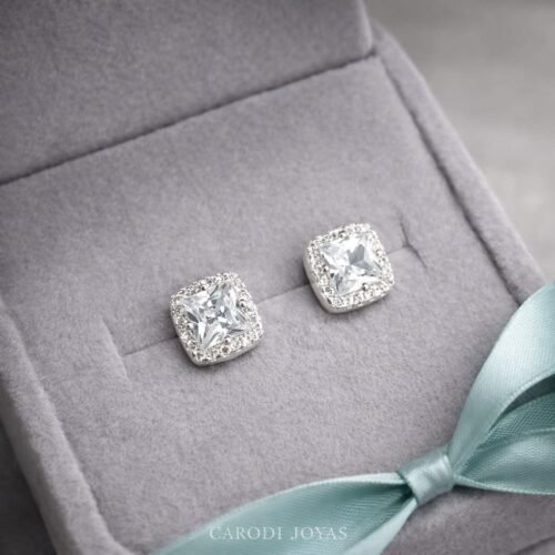 aretes plata mujer brillante