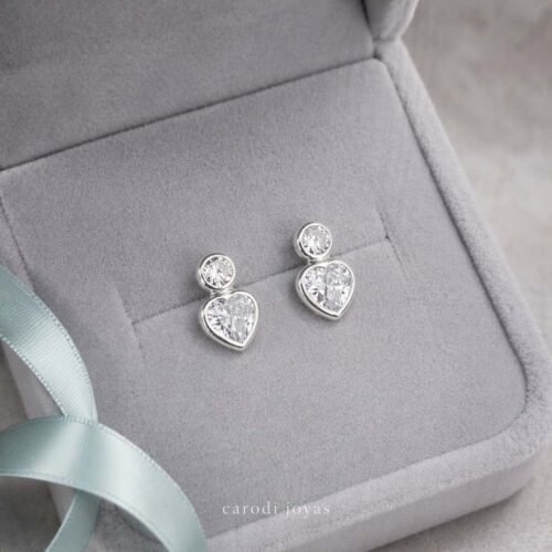 aretes plata love corazon
